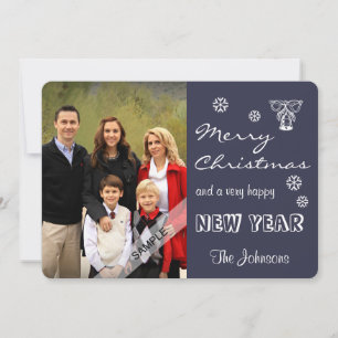 Merry Christmas New Year Personalized Photo Red Holiday Card