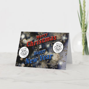 Merry Christmas New Year Silver with Photos Holiday Card