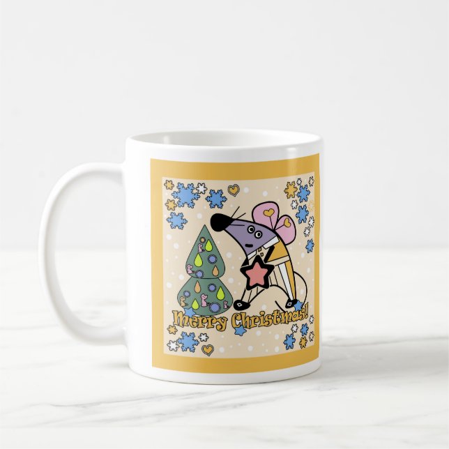 Merry Christmas New Year Symbol Mouse Cartoon cute Coffee Mug (Left)