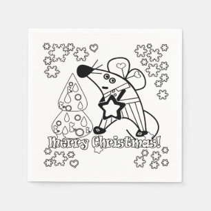 Merry Christmas New Year Symbol Mouse Cartoon cute Napkin