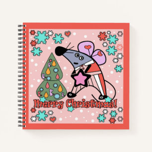 Merry Christmas New Year Symbol Mouse Cartoon cute Notebook