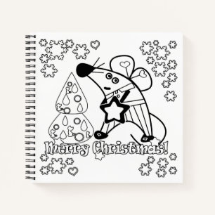 Merry Christmas New Year Symbol Mouse Cartoon cute Notebook