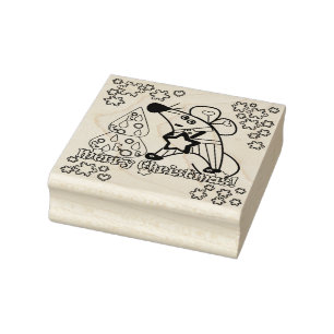 Merry Christmas New Year Symbol Mouse Cartoon cute Rubber Stamp