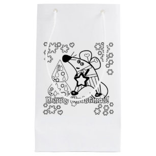 Merry Christmas New Year Symbol Mouse Cartoon cute Small Gift Bag