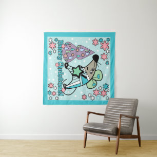 Merry Christmas New Year Symbol Mouse Cartoon cute Tapestry