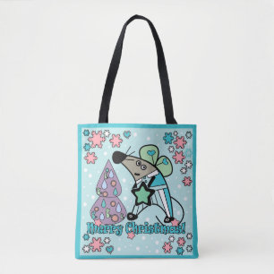 Merry Christmas New Year Symbol Mouse Cartoon cute Tote Bag