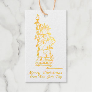 Merry Christmas New York City Statue of Liberty Gift Tags
