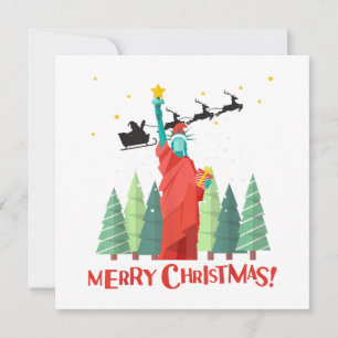 Merry Christmas New York Santa Claus Statue Of Lib Invitation