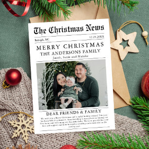 Merry Christmas Newspaper Family Photo Holiday Card