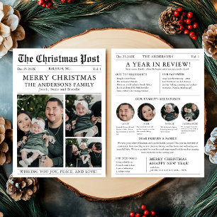 Merry Christmas Newspaper Year in Review Photo Holiday Card