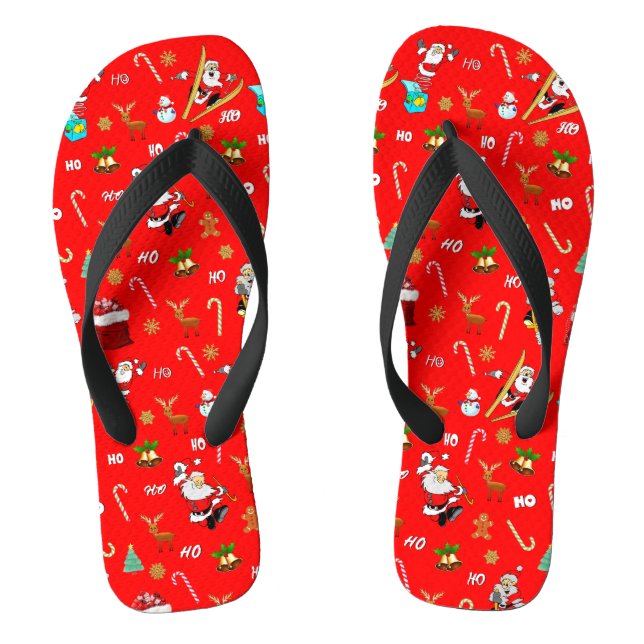 Merry Christmas Nice Naughty 25 December Christmas Flip Flops (Footbed)