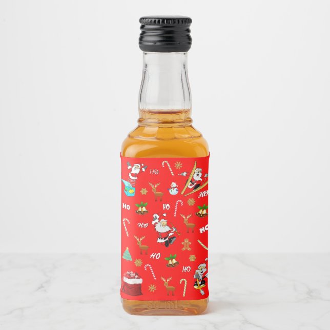 Merry Christmas Nice Naughty 25 December Christmas Liquor Bottle Label (Front)