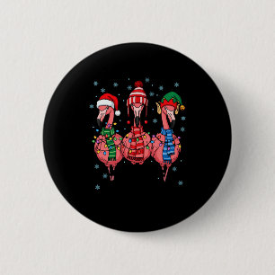 Merry Christmas Nk Flamingo Santa Hat Matching Fam 2 Inch Round Button