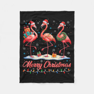 Merry Christmas Nk Flamingo Santa Xmas Womens Mens Fleece Blanket