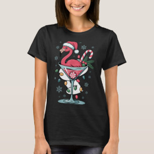 Merry Christmas Nk Flamingo Wine Drinking Lights X T-Shirt