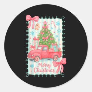 Merry Christmas Nk Truck Family Matching Pajamas G Classic Round Sticker