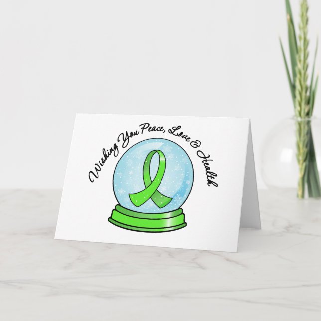 Merry Christmas Non Hodgkins Lymphoma Snowglobe Holiday Card (Front)