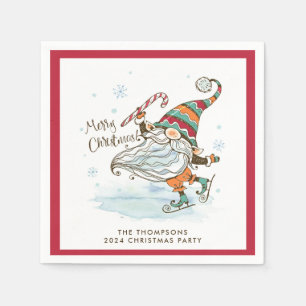 Merry Christmas Nordic Gnome Personalized Napkin