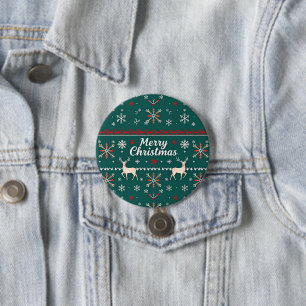 Merry Christmas nordic pattern 3 Inch Round Button