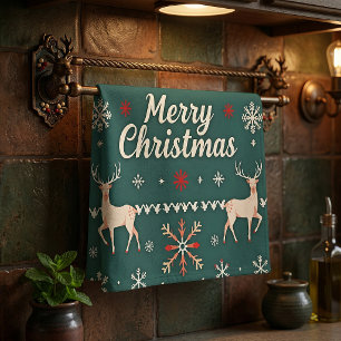 Merry Christmas nordic pattern Kitchen Towel