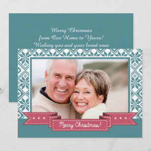Merry Christmas. Nordic Snowflake Pattern Photo  Holiday Card