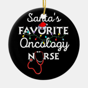 Merry Christmas Nurse Crew Santa's Oncology Ceramic Ornament
