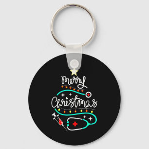 Merry Christmas Nurse Doctor Stethoscope Christmas Keychain