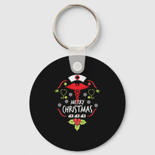 Merry Christmas Nurse Doctor Tees Ambulance ER Keychain