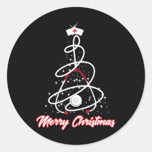 Merry Christmas Nurse Shirt Yuletide Practitioners Classic Round Sticker