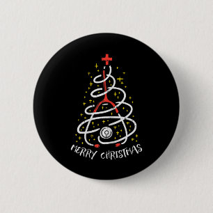Merry Christmas Nurse Xmas Scrub Top Women Stethos 2 Inch Round Button