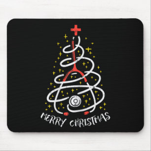 Merry Christmas Nurse Xmas Scrub Top Women Stethos Mouse Pad