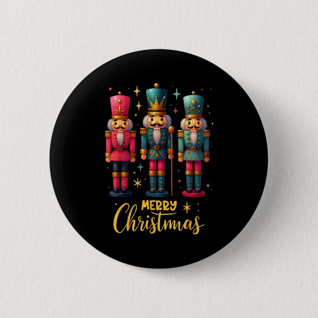 Merry Christmas Nutcracker Ballet Dance Women Kids 2 Inch Round Button (Front)