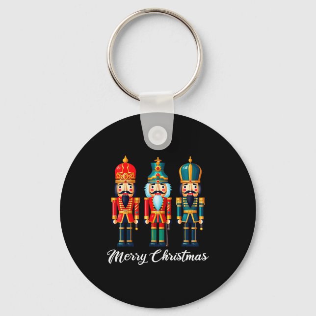 Merry Christmas Nutcracker Ballet Festive Xmas Men Keychain (Front)
