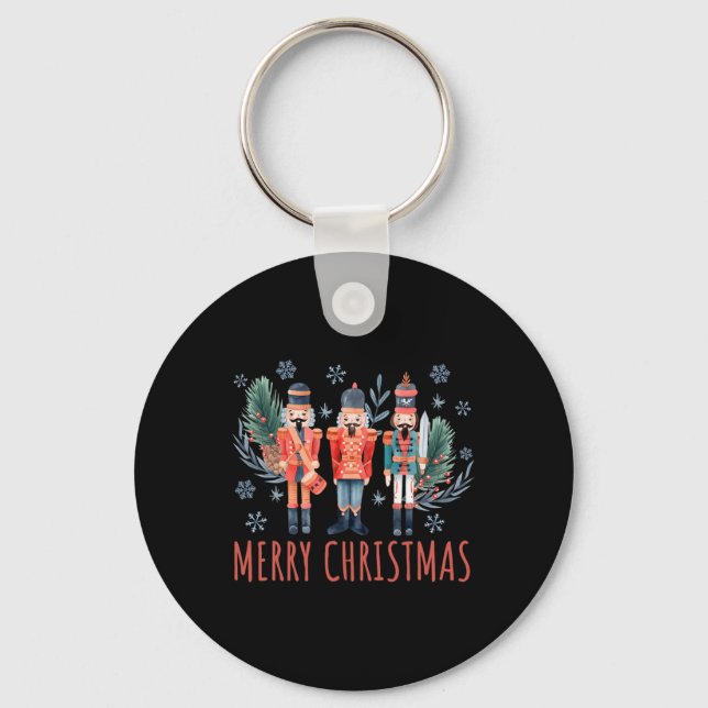Merry Christmas Nutcracker Ballet Festive Xmas Men Keychain (Front)
