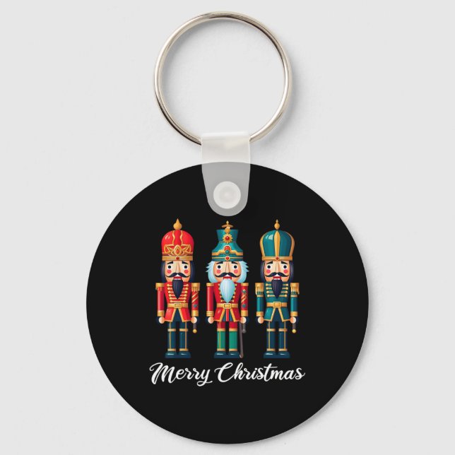 Merry Christmas Nutcracker Ballet Festive Xmas Men Keychain (Front)