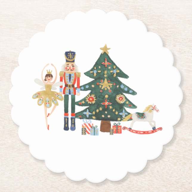 Merry Christmas Nutcracker Ballet Paper Coaster (Front)