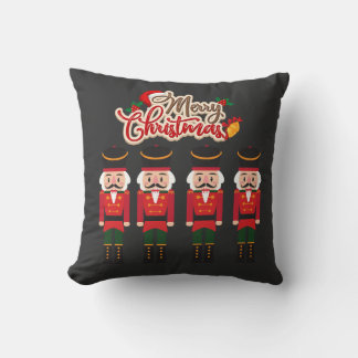 Merry Christmas Nutcracker Festive Holiday Tee Throw Pillow