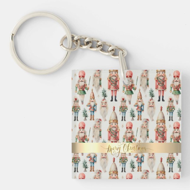 Merry Christmas Nutcracker Holiday Keychain (Front)