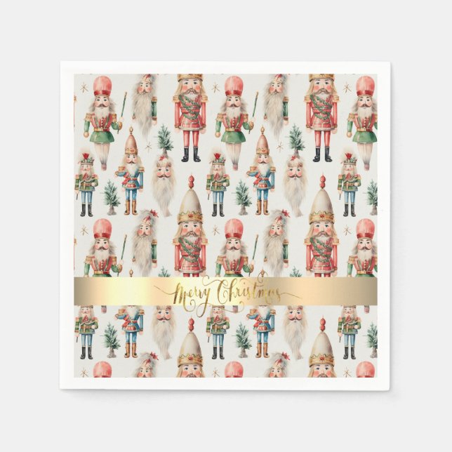 Merry Christmas Nutcracker Holiday Napkin (Front)