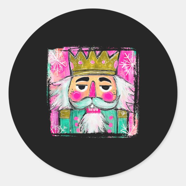 Merry Christmas Nutcracker Men Women Kids Xmas Paj Classic Round Sticker (Front)