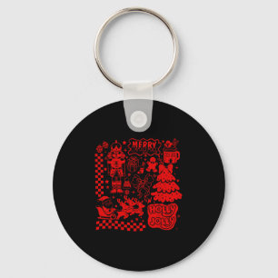 Merry Christmas Nutcracker Santa Clause Gingerbrea Keychain