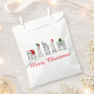 Merry Christmas NYC Buildings Landmarks Holiday Favour Bag