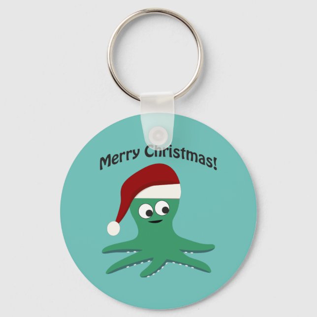 Merry Christmas Octopus Keychain (Front)