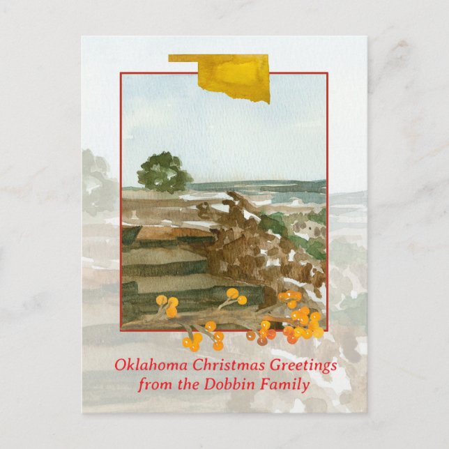 Merry Christmas Oklahoma Black Mesa Personalized Holiday Postcard (Front)