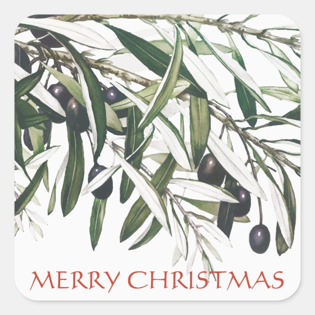 MERRY CHRISTMAS OLIVE BRANCH ENVELOPE SEAL STICKER (Devant)