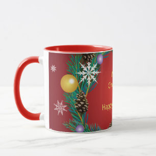Merry Christmas! on a red luxury background. Mug