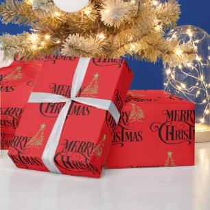 Merry Christmas on Bright Red Christmas Wrapping Paper