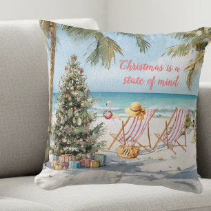 *Merry Christmas on the Beach Monogram  Throw Pillow