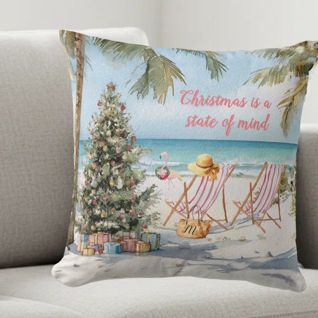 *Merry Christmas on the Beach Monogram  Throw Pillow (Creator Uploaded)