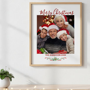 Merry Christmas One Photo Custom Poster